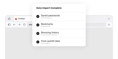 Import bookmarks, passwords and browsing history into Firefox